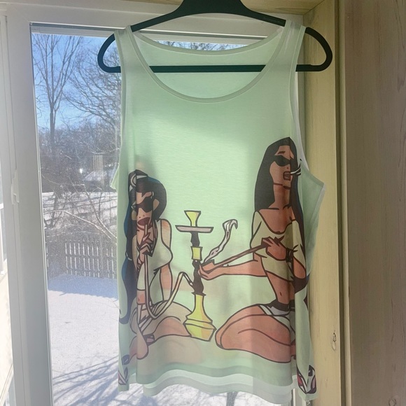Unisex Tank With Princess Jasmine And Pocahontas Smoking Together Graphic - Picture 2 of 7